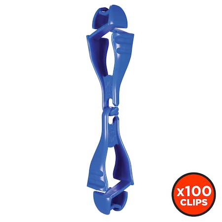 Ergodyne Glove Clip Holder with Dual Clips 3400, 100 Pairs, Blue, 100PK 19717-BULK